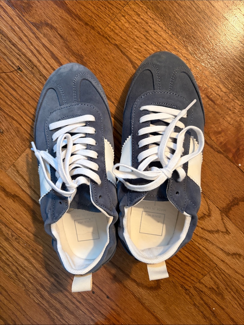 Dolce Vita Gray-Blue and White Suede Lace-Up Sneakers